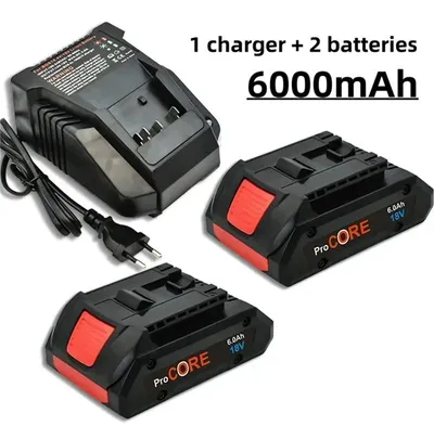 Obrázok produktu pre Náhradné batérie, lítiovo-iónové, 18V, kompatibilné, 6,0 Ah x 2, nabíjačka x 1, 18V
