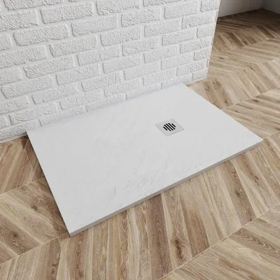 Produktbild von Duschwanne 100x80x3cm Höhe Duschwanne + Decke (Edelstahl) Abfallset + Ablaufschlauch