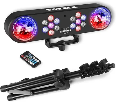 Produktbild von Disco Licht mit Fernbedienung, Discokugel und 2x PAR Partylicht Set, DJ Licht Stativ, Lichtorgel Musikgesteuert LED, Discolicht Partylicht, Mobile DJ Lichtanlage, Partybeleuchtung