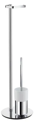 Produktbild von Smedbo OUTLINE Toilettenpapierhalter Standmodell/WC-Bürste in Chrom poliert und Porzellan FK312P