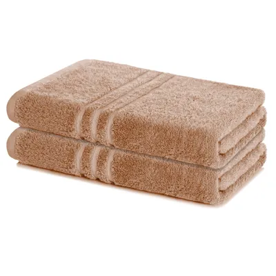 Produktbild von Lavea® 2er Set Badetuch 100 x 150 cm Baumwolle, saugstarkes Duschtuch groß, Frottier Elena, Duschhandtuch, weich, waschbar 60 °C, trocknergeeignet, Cappuccino