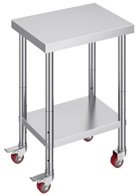Produktbild von Edelstahl Arbeitstisch 61 x 46 x 86 cm, Gastronomie Küchentisch mit 100 kg Tragkraft, Vorbereitungstisch mit 4 Verstellbaren Füßen