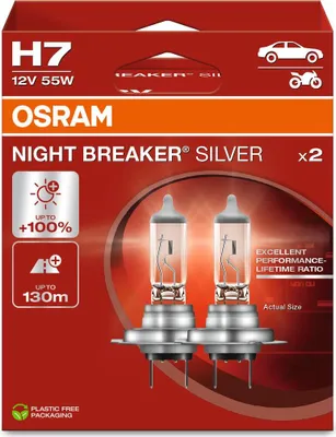 Produktbild von 2x OSRAM H7 Glühlampen Fernlicht 12V 55W PX26d 64210NBS-2HB