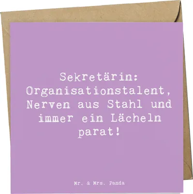 Produktbild von Mr. & Mrs. Panda doppelkarte Spruch Sekretärin Heldin - Lavendeltraum - Geschenk, Beruf, anlasskarte, Grußkarte, Berufsalltag, kreative Geschenke, Wertschätzung, Büro