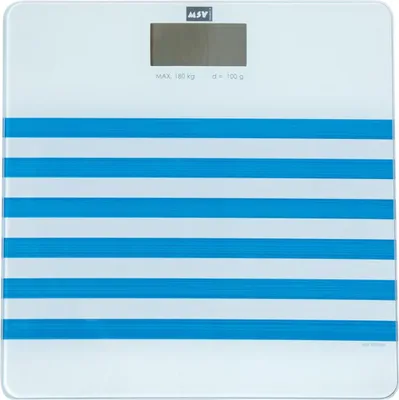 Produktbild von MSV Digitale Personenwaage Körperwaage Waage Gewichtswaage aus Sicherheitsglas, Slim Design, "Seauville Blau"