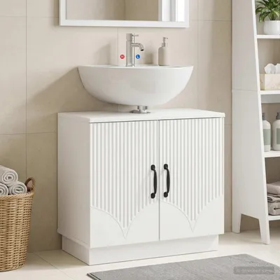 Obrázok produktu pre Maison Exclusive – Skrinka pod umývadlo HOORN, biela, 59,5 x 31,5 x 56 cm, drevotrieska