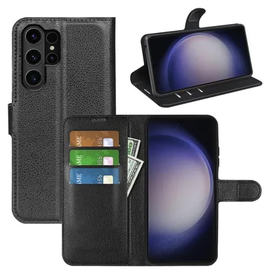 Produktbild von Für Samsung Galaxy S24 Ultra Smart Handy Tasche Schwarz Etuis Kunst-Leder Hülle Cover Case Book