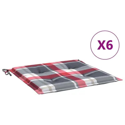 Produktbild von vidaXL Gartenstuhl-Kissen 6Stk. Rot Karomuster 40x40x3cm Oxford-Gewebe