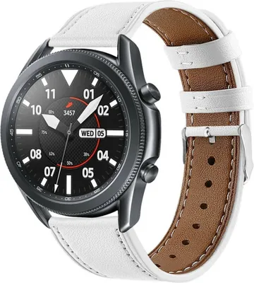 Produktbild von Strap-it® Samsung Galaxy Watch 3 - 45mm Lederarmband (Weiß)