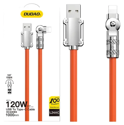 Image de Dudao Angular Cable L24Al Usb-A - Lightning Avec Rotation 180° 30W 1M - Orange