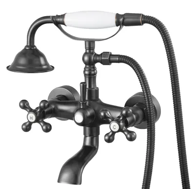 Produktbild von VEVOR Freistehender Badewannenarmatur, Wandmontierte Badewannenarmaturen mit Handbrause, Vintage Matt Schwarz Freistehender Badewannenfüller Armatur Duschset mit verstellbaren Schwenkarmen & 360° drehbarem Auslauf für Badewannen, Ölgeriebenes Bronze