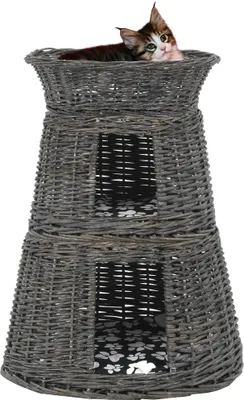 Produktbild von The Living Store 3-tlg. Katzenkorb-Set mit Kissen Grau 47x34x60 cm Natur Weide
