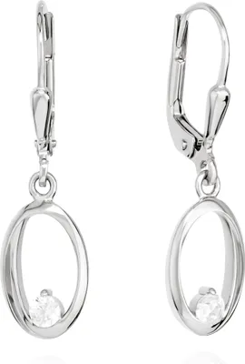 Produktbild von NKlaus Paar Brisur Modernes Design Ohrhänger 925 Silber 19mm Zirkonia weiß Ohrringe 13601