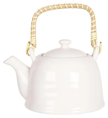 Produktbild von Clayre & Eef Teekanne mit Filter 600 ml Weiß Porzellan