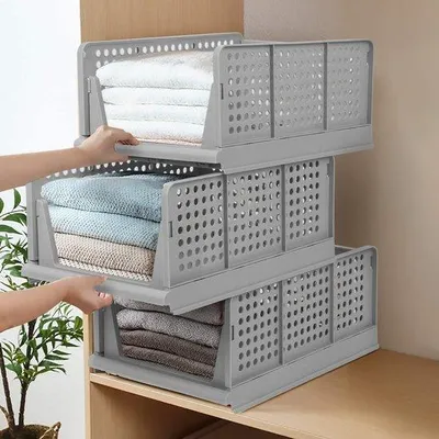 Immagine prodotto di Organizer per armadi, confezione da 4, contenitori in plastica grigi