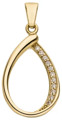 Produktbild von Anhänger Tropfen aus 333 Gold Gelbgold mit 11 Zirkonia 21,7x13mm glänzend