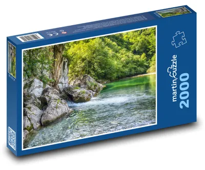 Produktbild von Puzzle 2000 Fluss im Wald - Natur, Bäume - martinpuzzle
