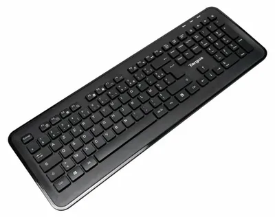 Zdjęcie produktu dla Targus AKM610FR, Pełnowymiarowy (100%), Bezprzewodowy, RF Wireless, AZERTY, Czarny, Dołączona myszka