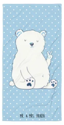 Produktbild von Mr. & Mrs. Panda Strandtuch Eisbär Faul - Blau Pastell - Geschenk, Nordpol, Homeoffice, Büro, Badehandtuch, Entspannen, Frottee-Handtuch, Teddy, Arbeit, Reisehandtuch