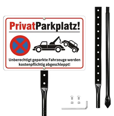Immagine prodotto di Segnale per parcheggio privato, con palo, 30x20 cm, riflettente, colore bianco