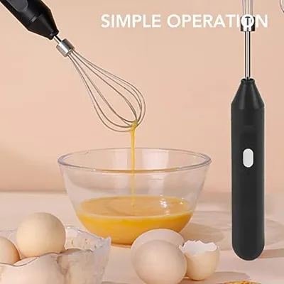Produktbild von Handheld USB Lade Elektrische Schneebesen Tragbare Edelstahl Milchaufschäumer Küche Bar Liefert (Schwarz)