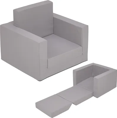 Image de 3.12 Fauteuil pour enfant dépliant en gris - env. 48 x 48 x 40 cm - Canapé pour bébé extensible à 120 cm