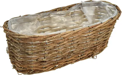 Produktbild von Pflanzkorb Oval Dekoration aus Rebe mit Folie für Blumen