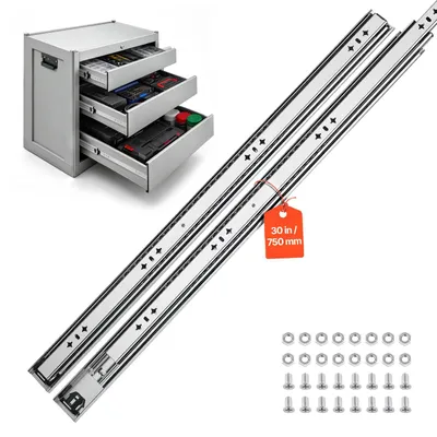 Produktbild von 1 Paar Schubladenschienen - Kugelgelagerte Schubladenauszüge - 75 cm - 120 kg Tragkraft - 3-teiliger Vollauszug - Seitenmontage - Kohlenstoffstahl