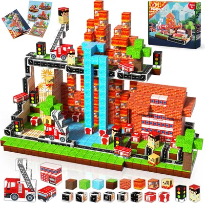 Image de Blocs de construction magnétiques,100 pièces de blocs de construction magnétiques pour enfants,Jouets magnétiques Aimants enfants,Jouets 3 4 5 6 7 8 9 ans et plus,Rouge