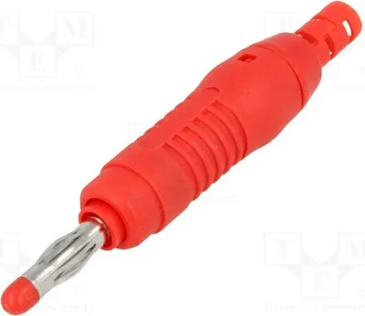 Produktbild von 2x Stecker 30VAC 60VDC 68,3mm 4mm Bananen rot 32A vernickelt Bananenstecker 4mm
