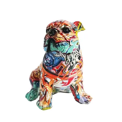 Produktbild von Bunte Graffiti Skulptur Bulldogge