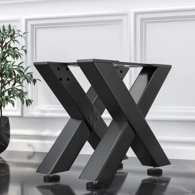 Produktbild von 2er-Set JUANA | Lounge Tisch Kufe | Schwarz | Füße: 8x8cm | B68xH36cm | X Tischgestell, TischKufe Schwarz