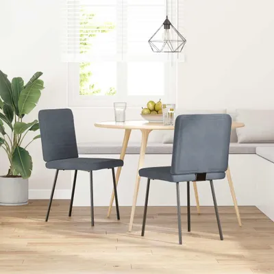 Produktbild von vidaXL Esszimmerstühle 2 Stk. Dunkelgrau Samt