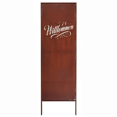 Immagine prodotto di Paravento da Giardino in Acciaio Arrugginito « Willkommen » 160x50 cm Pannello Decorativo