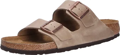 Produktbild von Birkenstock Arizona Damen Herren Pantolette Nubukleder geölt, Farbe:Tabacco Brown, Größe:45, Weite:Schmal