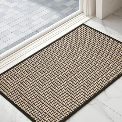 Zdjęcie produktu dla Mata podłogowa wewnętrzna, 45x75 cm, antypoślizgowa, czarna, grubość 7 mm