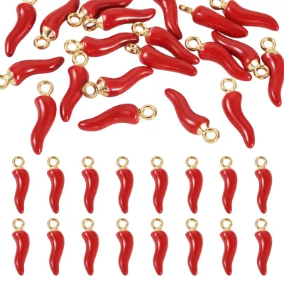 Chili-Anhänger 100 Stk. Legierung Emaille rot 6x21,5 mm