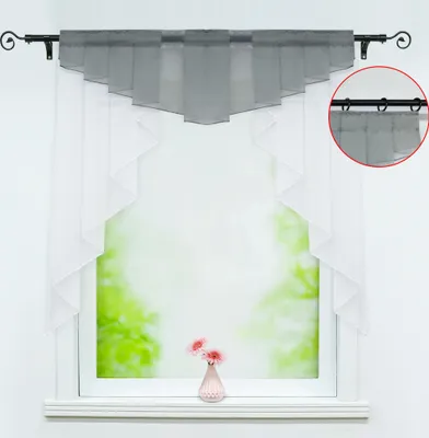 Produktbild von Delien Scheibengardine mit Tunnelzug Voile Gardinen Küche Bistrogardinen Kleinfenster Transparent Grau BxH 140x145cm