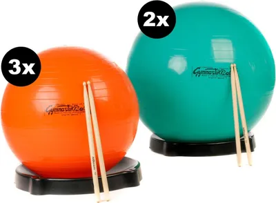Produktbild von Rhythmus-Set Drum it Kids KITA Basic, 5er Komplettset mit Gymnastikbällen (53/65 cm) und Ballschalen