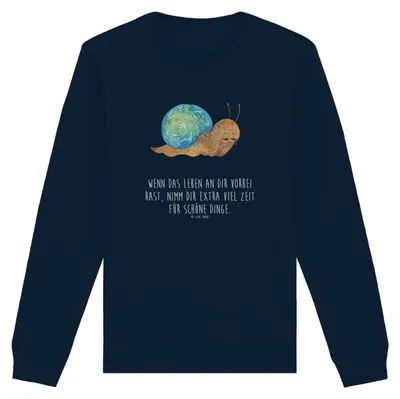 Produktbild von Mr. & Mrs. Panda Baumwoll Pullover Schnecke Sir Größe XL - French Navy - Geschenk, Sweatshirt, Lebenseinstellung, Lustige Sprüche, Sweater, Motivation, Weisheit, Pulli