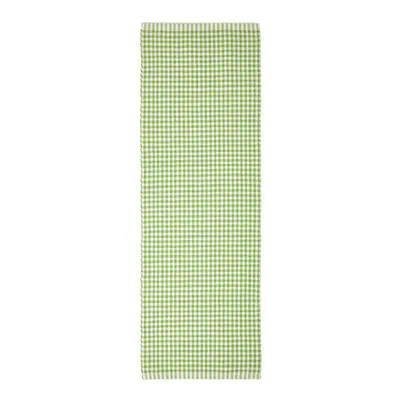 Produktbild von HOMESCAPES Baumwoll-Teppichläufer grün-weiß kariert - Vichy-Karo, 66x200 cm