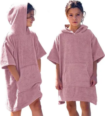 Productafbeelding van Strandponcho voor meisjes en jongens, 100% katoen, strandcape met capuchon, handdoek met omvangsaanpassing, surfcape