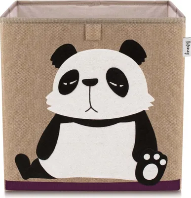Image de Boîte de rangement Lifeney pour enfants I Boîte de rangement pratique pour chaque chambre d'enfant I Coffre à jouets pour enfants I Jolie boîte à jouets I Panier pour ranger les jouets des enfants (Panda foncé)