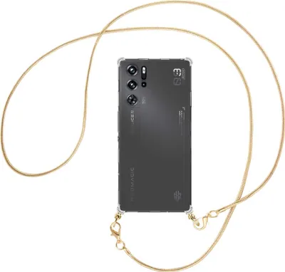 Produktbild von Handykette Backcover-Schutzhülle mit Band (Metall goldfarben) für ZTE nubia Red Magic 9 Pro / Pro Plus - goldfarbene Snake-Kette