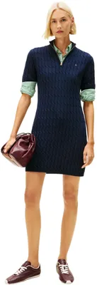 Produktbild von Tommy Hilfiger Damen Pullover-Kleid Cable Mid Shift mit Reißverschluss-Kragen, B
