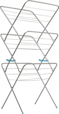 Image de Séchoir à linge pour balcon - Vertical - 3 niveaux - 20 m de longueur de séchage - Pliable - Peu encombrant - Pour sous-vêtements et vêtements