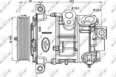 Produktbild von NRF 32882 5SE12C Klimaanlage Klimakompressor PAG 46 für JEEP COMPASS (MK49) für DODGE Caliber Schrägheck