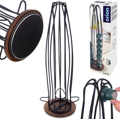Produktbild von Orion Kapselhalter Kaffeekapselständer Kapselspender drehbar aus schwarzem Metall RADKA 40 cm