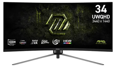 Produktbild von MSI MAG 345CQRF E20, 86,4 cm (34"), 3440 x 1440 Pixel, UltraWide Dual Quad HD, 0,5 ms, Schwarz