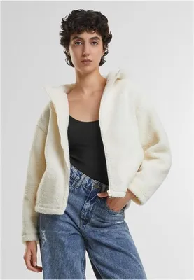 Image de Urban Classics Ladies Short Hooded Sherpa Jacket whitesand - XXL Veste avec fourrure
